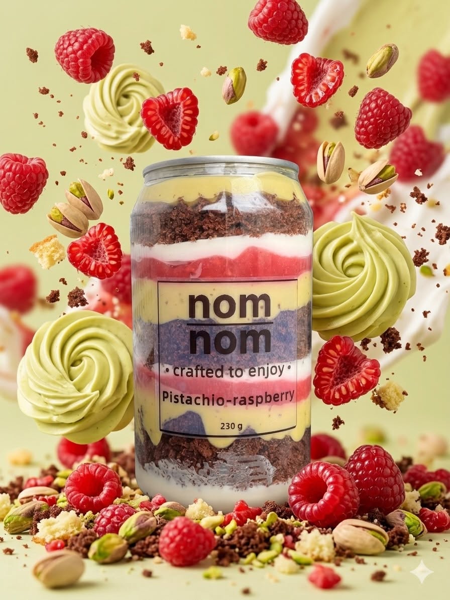 Pistachio raspberry dessert jar
